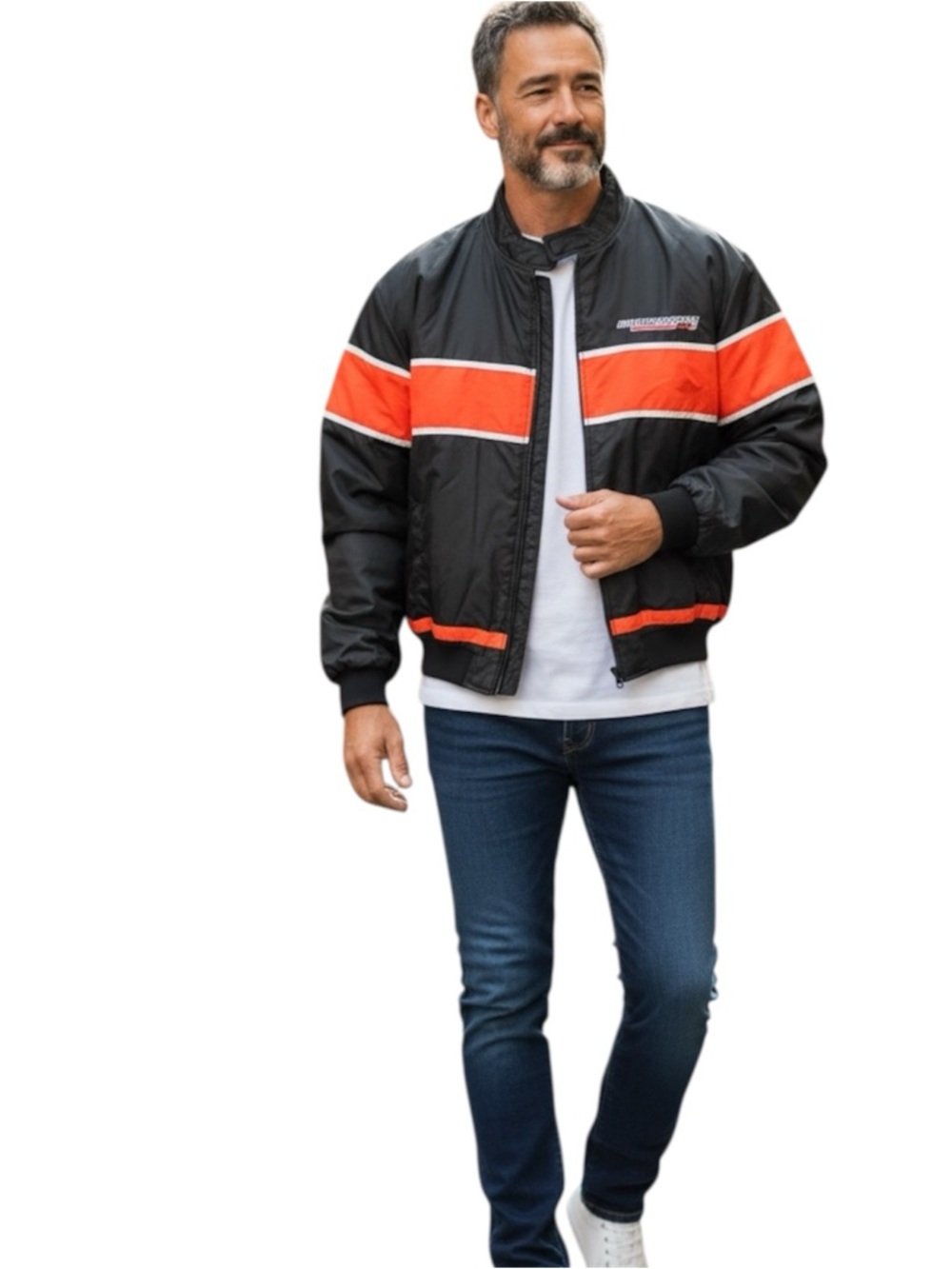 VTG. Harley Davidson Nylon Racing Bomber Jacket. Size XL.